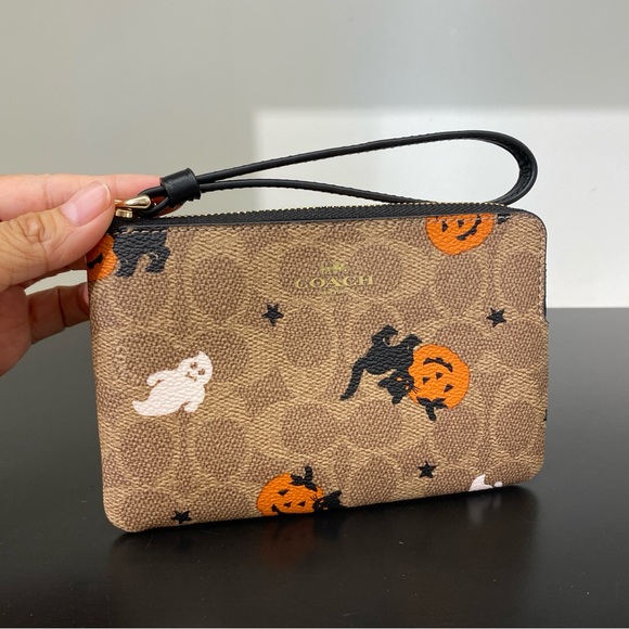 Coach Handbags - Coach CW466 Halloween Corner Zip Wristlet Ghost Pumpkin Cat